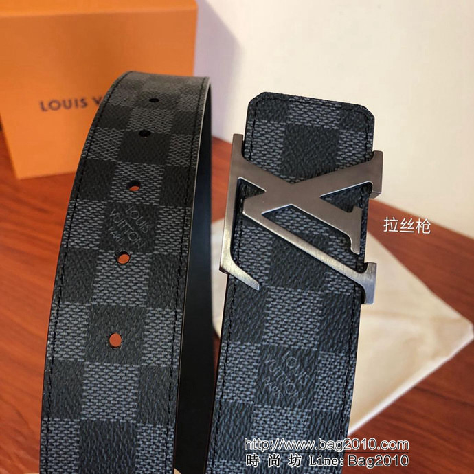 路易威登LV 原單品質 經典黑棋盤格 百搭款男士皮帶 M9808  xfp1392